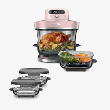 Pack Ninja CRISPi PRO Air Fryer 7-en-1 Rose Quartz avec 1 récipient de 5.7L + 3 récipients 2.3L