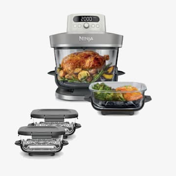 Pack Ninja CRISPi PRO Air Fryer 7-en-1 Gris perle avec 1 récipient de 5.7L + 3 récipients 2.3L